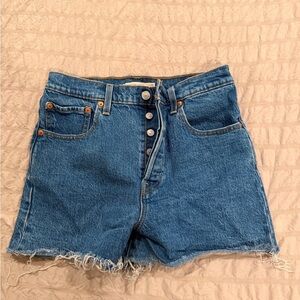 Levi's Blue Jean Shorts with Frayed Hem